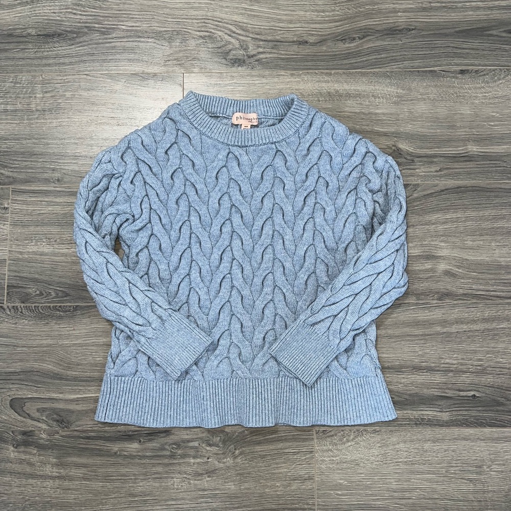 Philosophy Light Blue Cable Knit Sweater